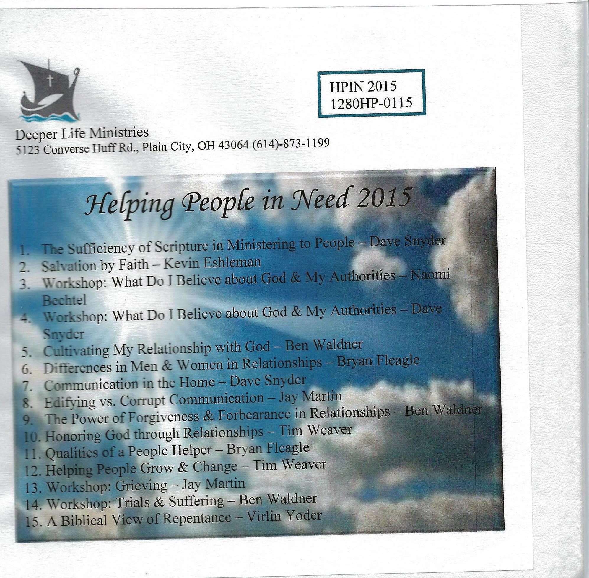 HELPING PEOPLE IN NEED SEMINAR 2015 CD Various Speakers